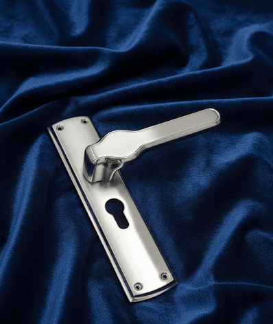 close up of classic stainless steel mortise lock by ambica tools hardware